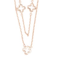 925 Sterling Silve Rose Gold Double layer floral Chain Necklace