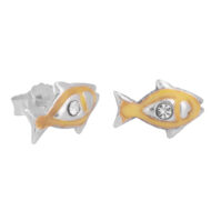 925 Sterling Silver Hypoallergenic Bubbly Yellowfish Studs Earrings