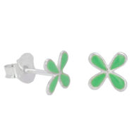 925 Sterling Silver Hypoallergenic Dark Green Bloom Studs Earrings