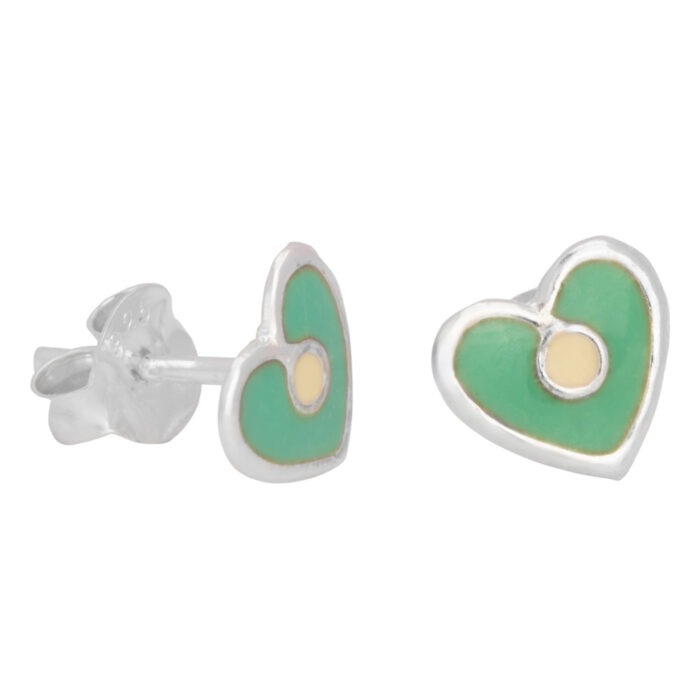 925 Sterling Silver Hypoallergenic Green Heart Stud Earrings