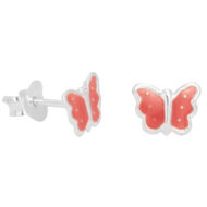 925 Sterling Silver Hypoallergenic Red Butterfly Stud Earrings