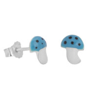 925 Sterling Silver Hypoallergenic Tiny Blue Mashroom Studs Earrings