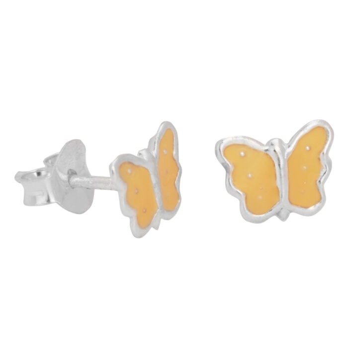 925 Sterling Silver Hypoallergenic Yellow Butterfly Stud Earrings