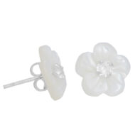 925 Sterling Silver Mother of Pearls Floral Studs Earrings