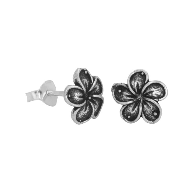 925 Sterling Silver Oxidised Petal Whispers Stud Earrings