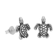 925 Sterling Silver Oxidised Tortise Retreat Stud Earrings