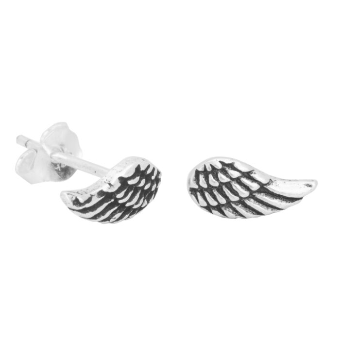 925 Sterling Silver Swan Wings Studs Earrings