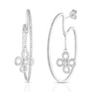 Sterling Silver Floral Charms Hoop Earrings