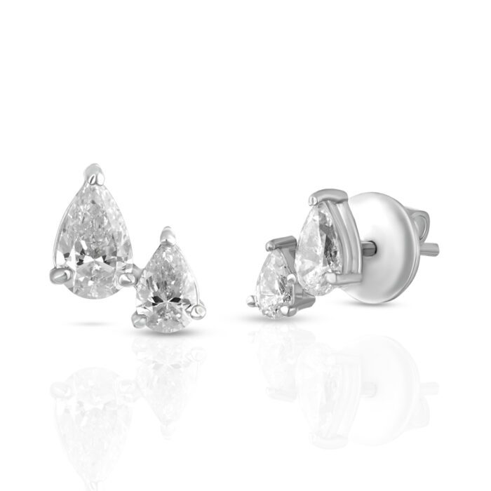 Sterling Silver Zircon Pear Studs Earrings