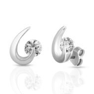 Silver Zircon Cresent Studs Earrings