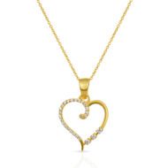 Gold plated Heart Zircon Pendant With Chain