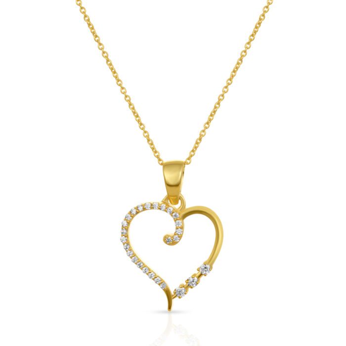 Gold plated Heart Zircon Pendant With Chain