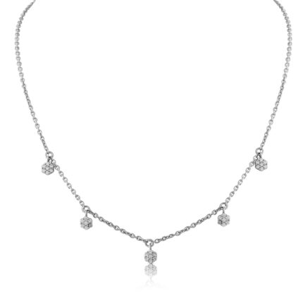 925 Sterling Silver Dainty Floral Drop Necklace | Delicate Everyday Chain with Sparkling Charms