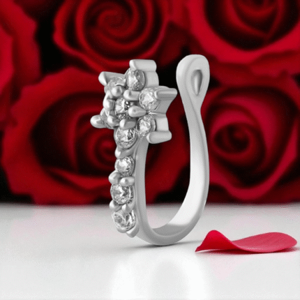 925 small Star shaped stone without Piercing Clip on Nose pin without Hole Pressing Type Press Nose ring Stud for Women