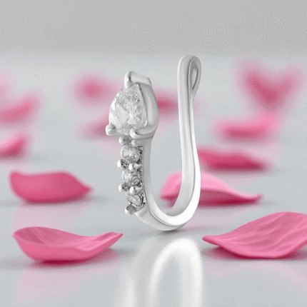 925 Pear shaped stone without Piercing Clip on Nose pin without Hole Pressing Type Press Nose ring Stud for Women